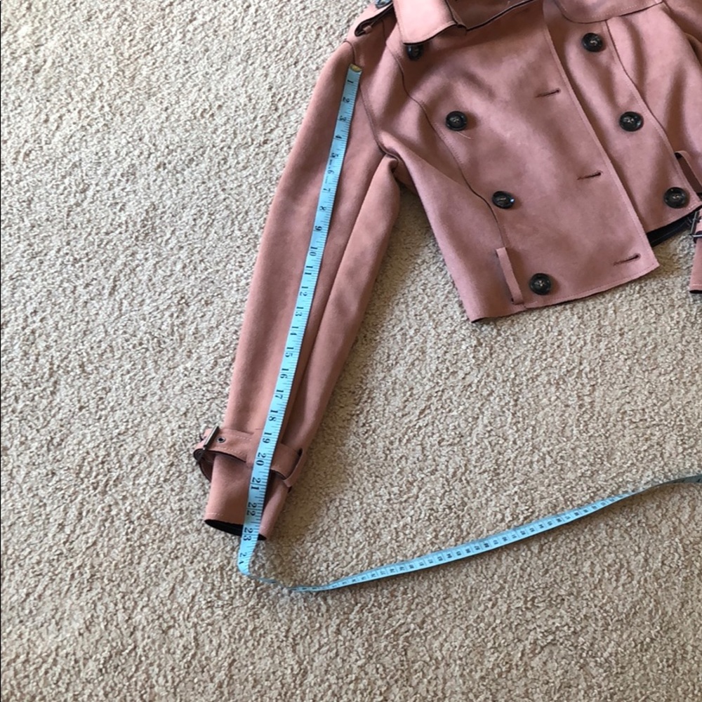 NWT suede moto trench coat/jacket Sz XS - Picture 6 of 8